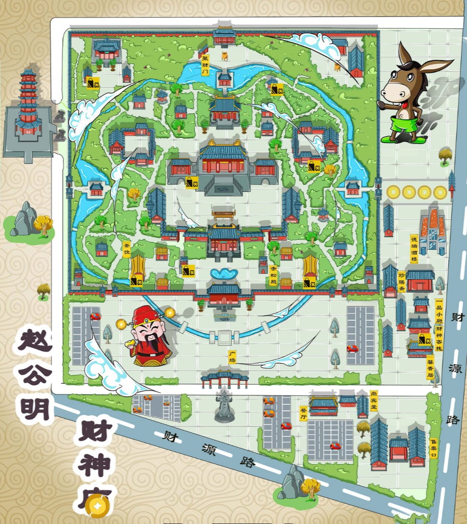 桐城寺庙类手绘地图